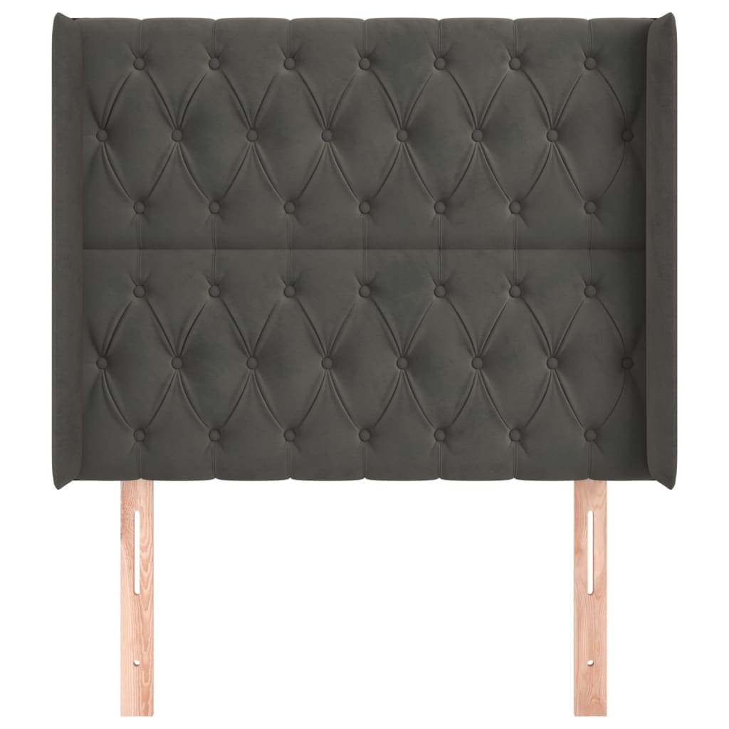Kopfteil mit Ohren Dunkelgrau 103x16x118/128 cm Samt