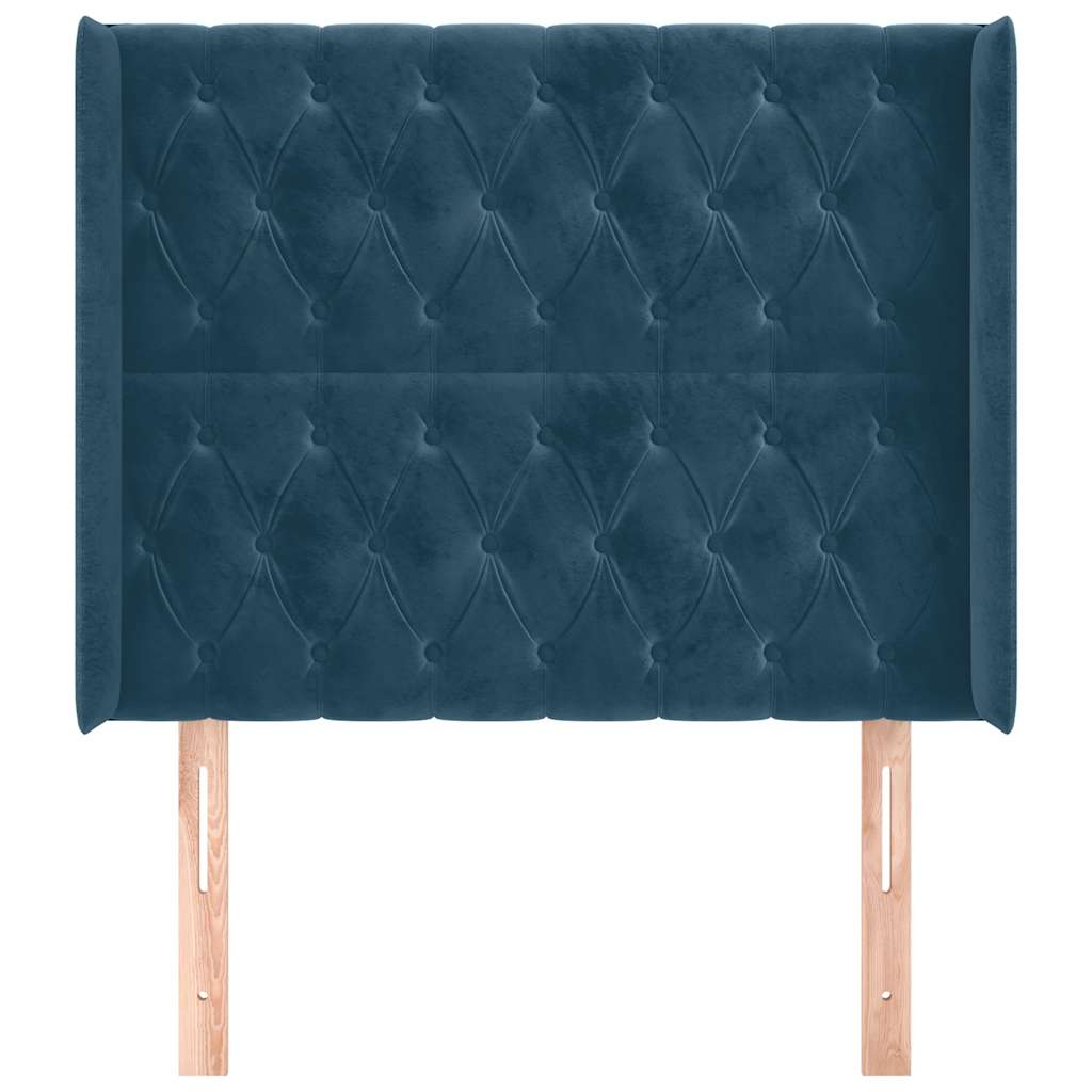 Kopfteil mit Ohren Dunkelblau 103x16x118/128 cm Samt