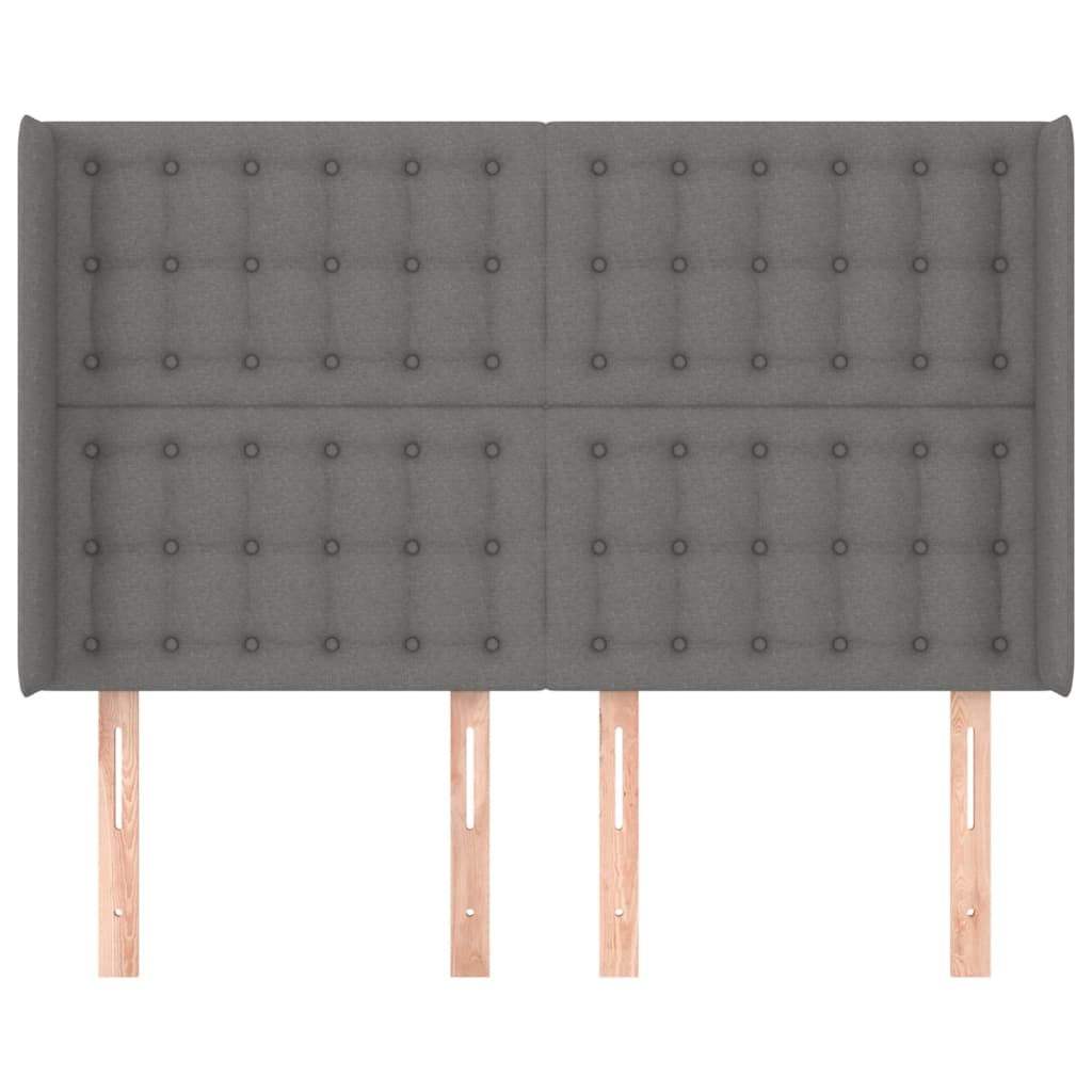 Kopfteil mit Ohren Dunkelgrau 147x16x118/128 cm Stoff