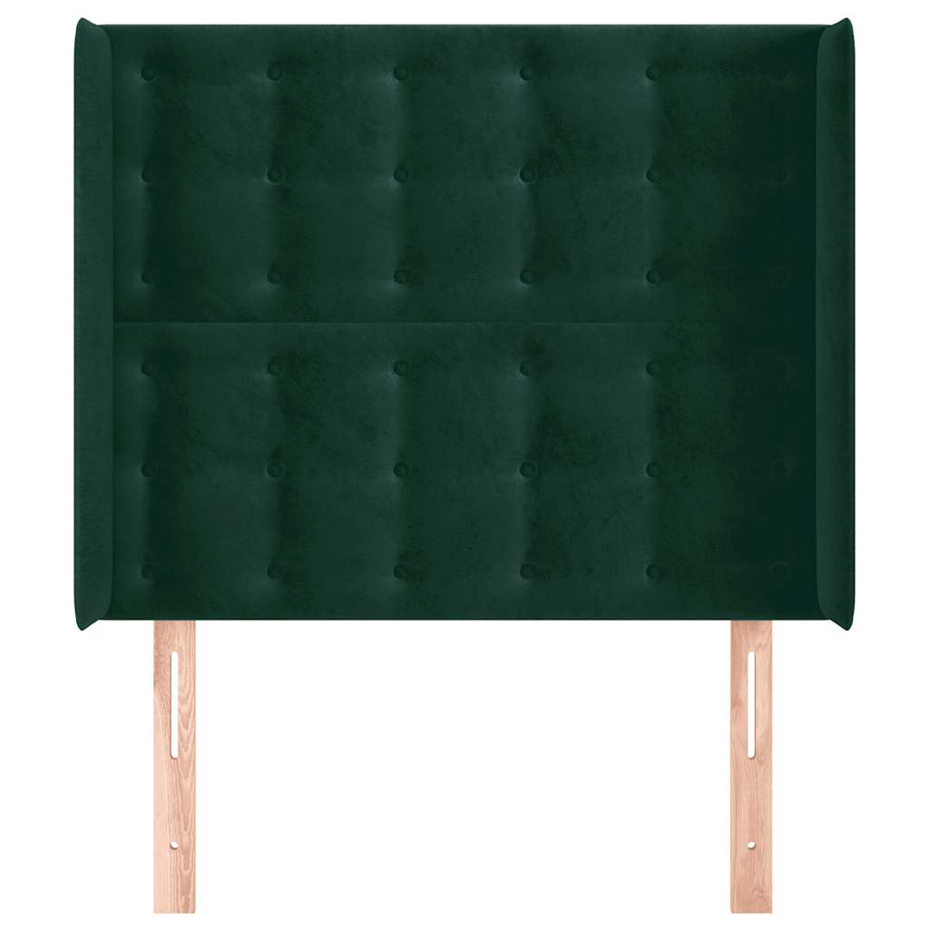 Kopfteil mit Ohren Dunkelgrün 103x16x118/128 cm Samt