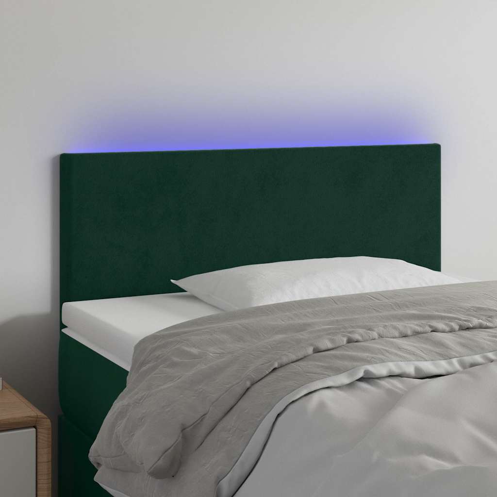 LED Kopfteil Dunkelgrün 80x5x78/88 cm Samt