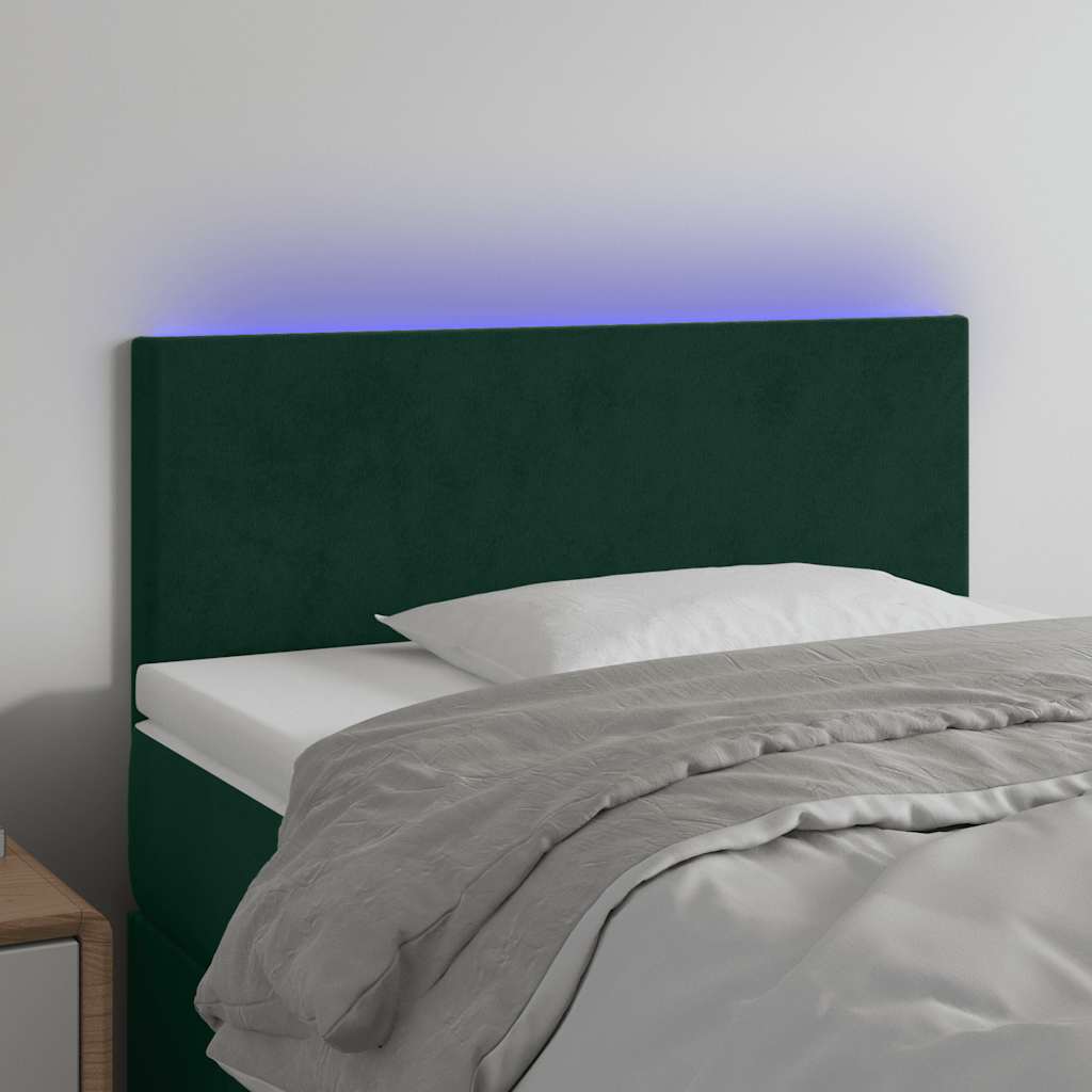 LED Kopfteil Dunkelgrün 100x5x78/88 cm Samt