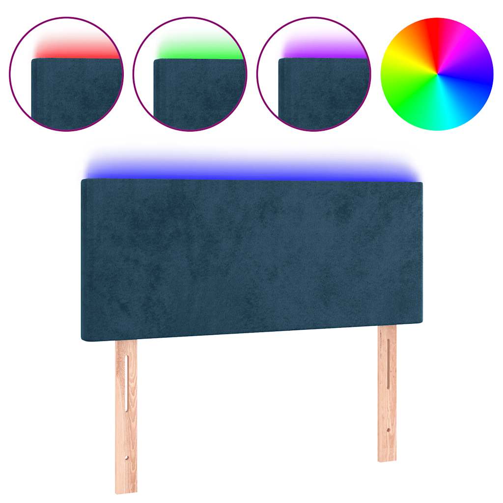LED Kopfteil Dunkelblau 100x5x78/88 cm Samt