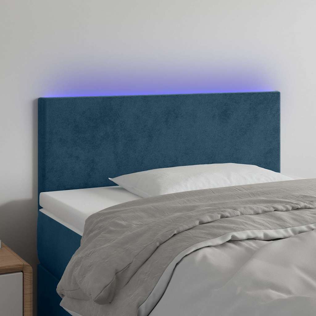 LED Kopfteil Dunkelblau 100x5x78/88 cm Samt