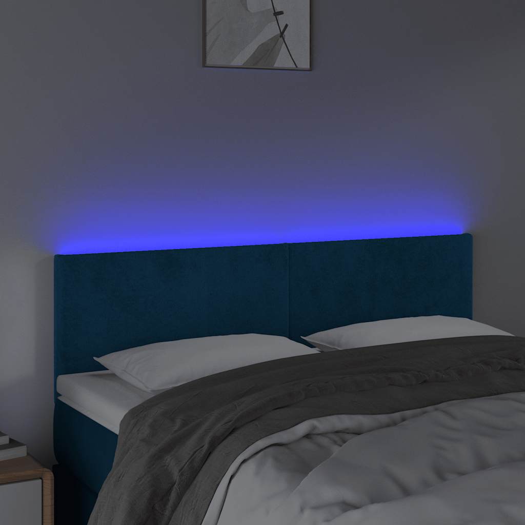 LED Kopfteil Dunkelblau 144x5x78/88 cm Samt