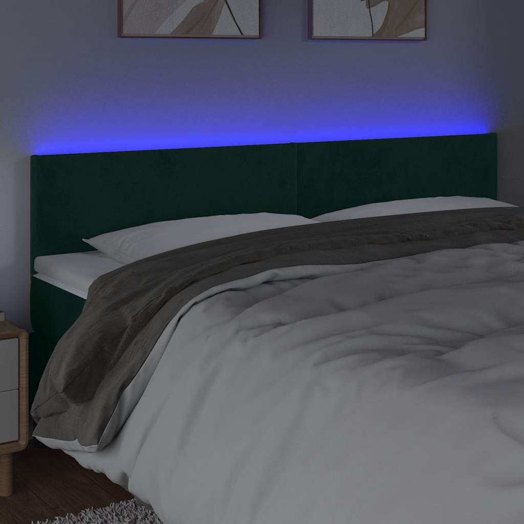 LED Kopfteil Dunkelgrün 160x5x78/88 cm Samt