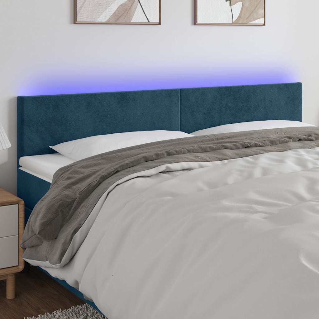 LED Kopfteil Dunkelblau 160x5x78/88 cm Samt