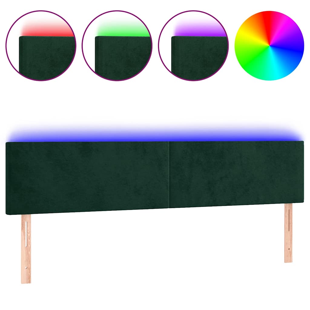 LED Kopfteil Dunkelgrün 180x5x78/88 cm Samt