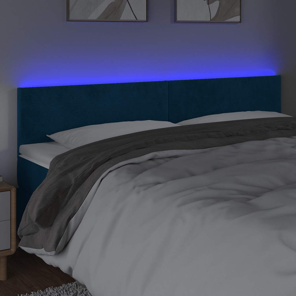 LED Kopfteil Dunkelblau 180x5x78/88 cm Samt