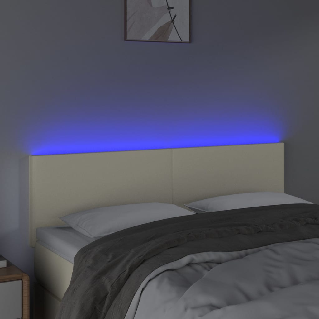 LED Kopfteil Creme 144x5x78/88 cm Kunstleder