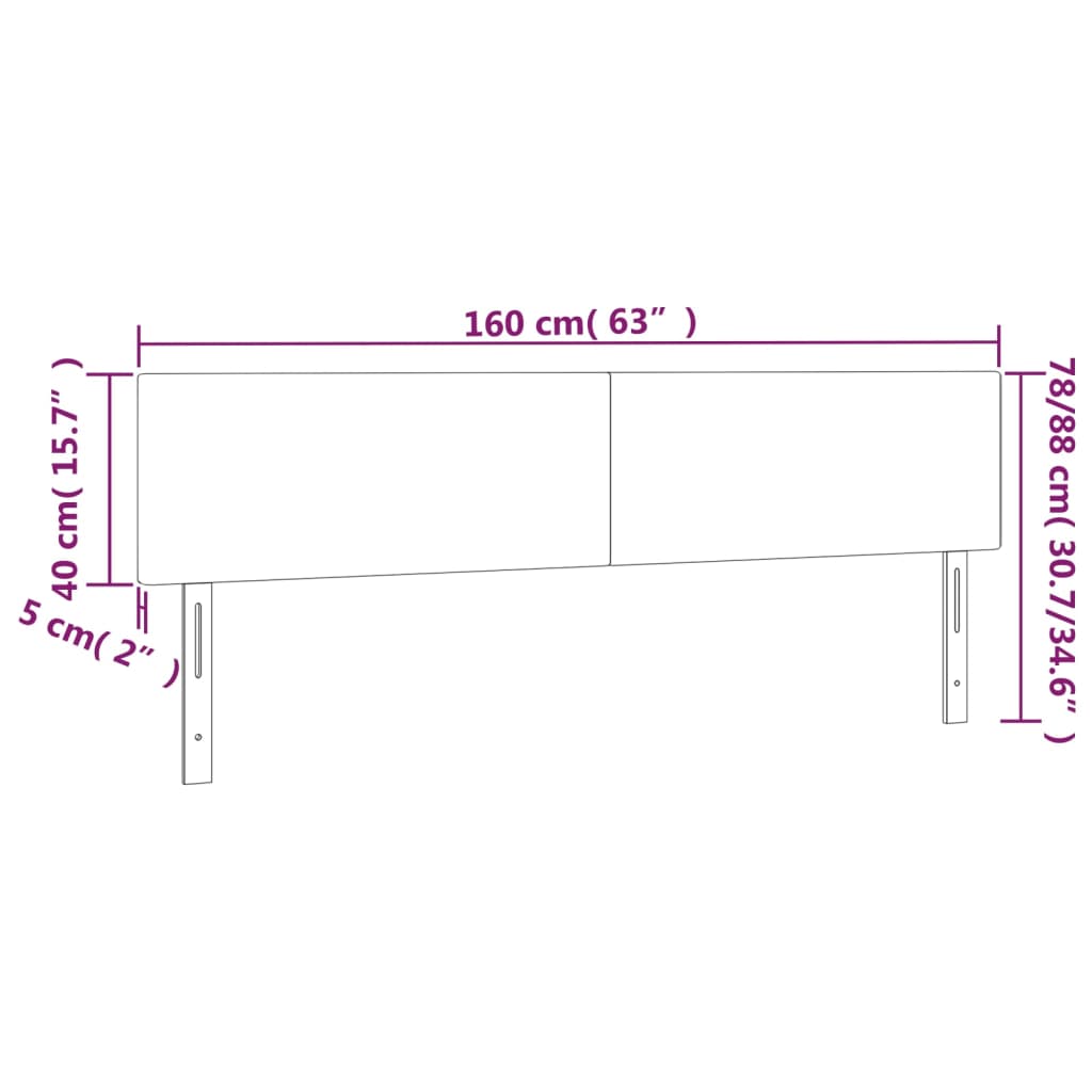 LED Kopfteil Creme 160x5x78/88 cm Kunstleder