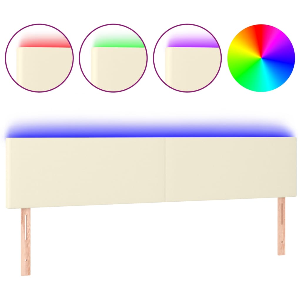 LED Kopfteil Creme 200x5x78/88 cm Kunstleder