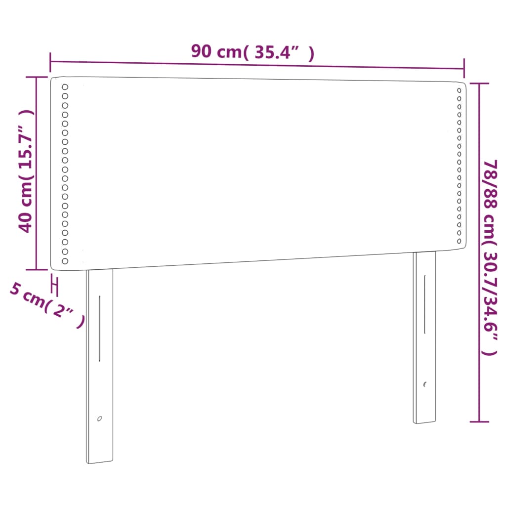 LED Kopfteil Hellgrau 90x5x78/88 cm Stoff