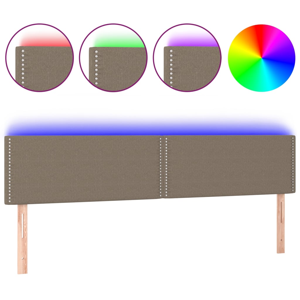 LED Kopfteil Taupe 200x5x78/88 cm Stoff
