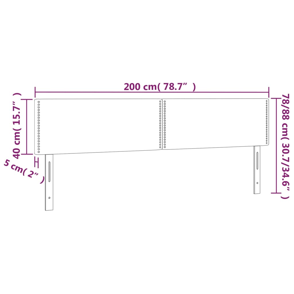 LED Kopfteil Taupe 200x5x78/88 cm Stoff
