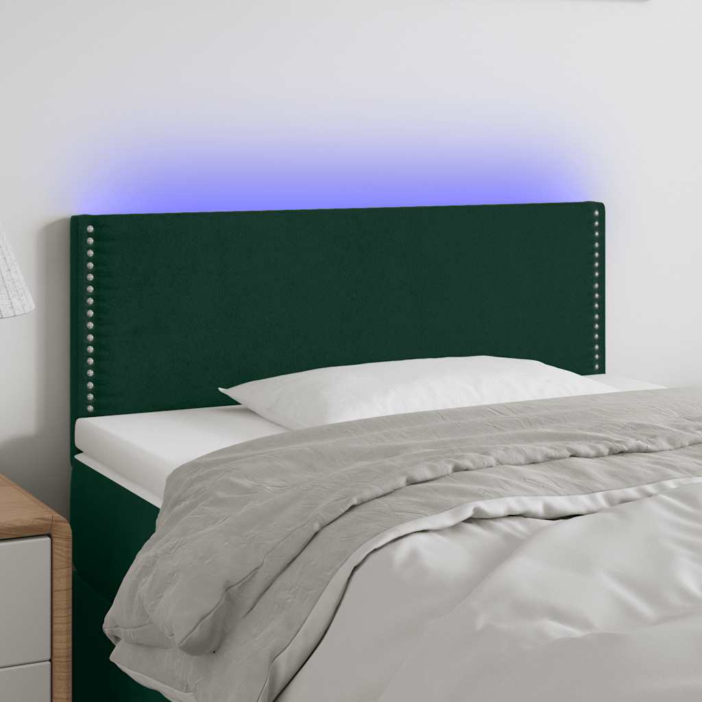 LED Kopfteil Dunkelgrün 80x5x78/88 cm Samt