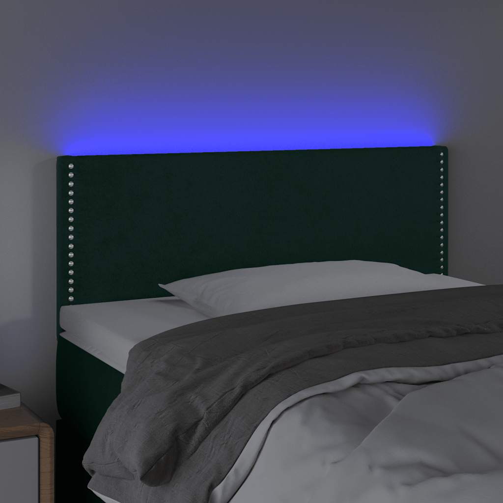 LED Kopfteil Dunkelgrün 100x5x78/88 cm Samt
