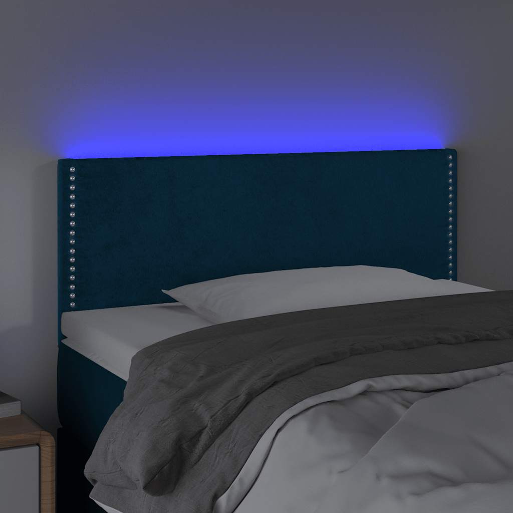 LED Kopfteil Dunkelblau 100x5x78/88 cm Samt