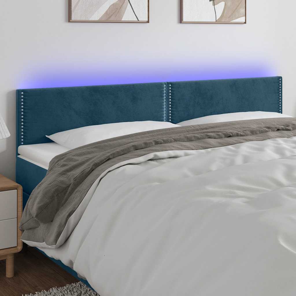 LED Kopfteil Dunkelblau 160x5x78/88 cm Samt
