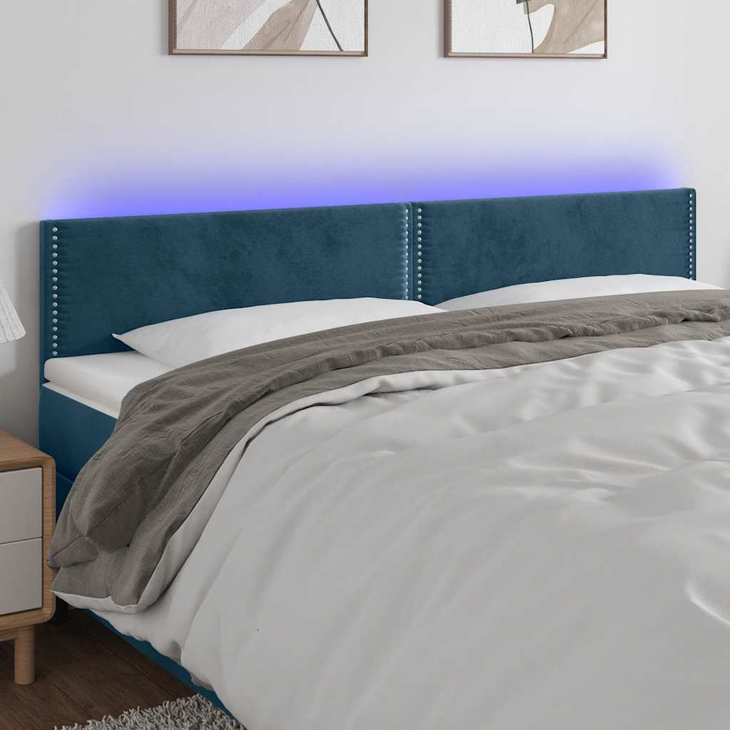 LED Kopfteil Dunkelblau 180x5x78/88 cm Samt
