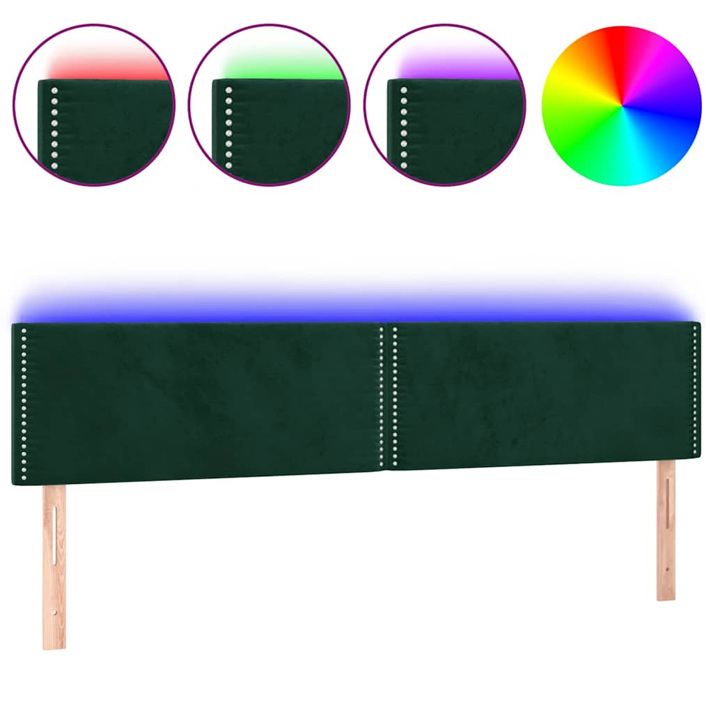 LED Kopfteil Dunkelgrün 200x5x78/88 cm Samt