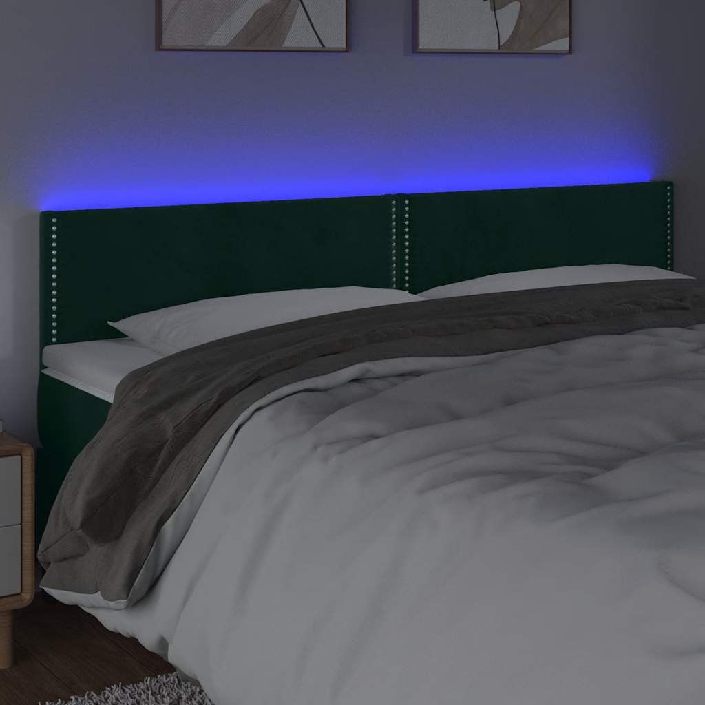 LED Kopfteil Dunkelgrün 200x5x78/88 cm Samt
