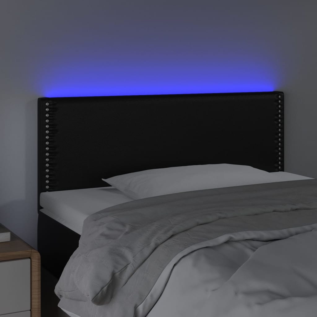 LED Kopfteil Schwarz 90x5x78/88 cm Kunstleder
