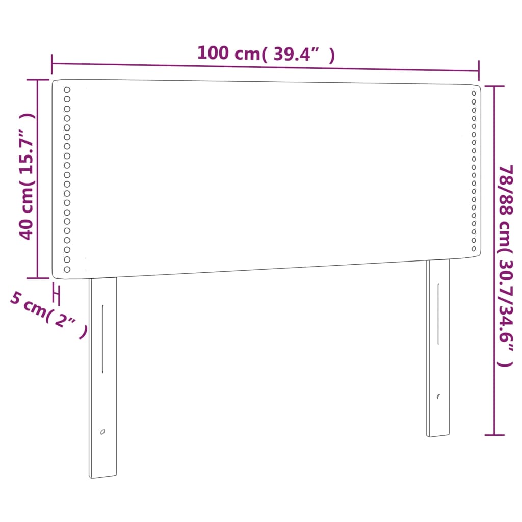 LED Kopfteil Schwarz 100x5x78/88 cm Kunstleder