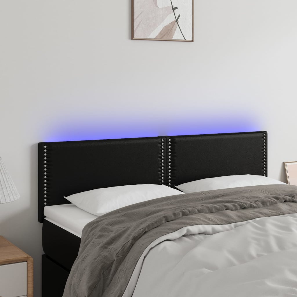 LED Kopfteil Schwarz 144x5x78/88 cm Kunstleder