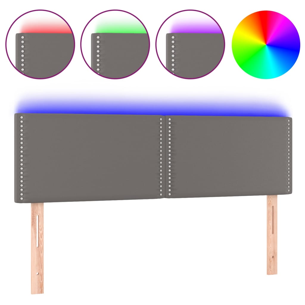 LED Kopfteil Grau 144x5x78/88 cm Kunstleder