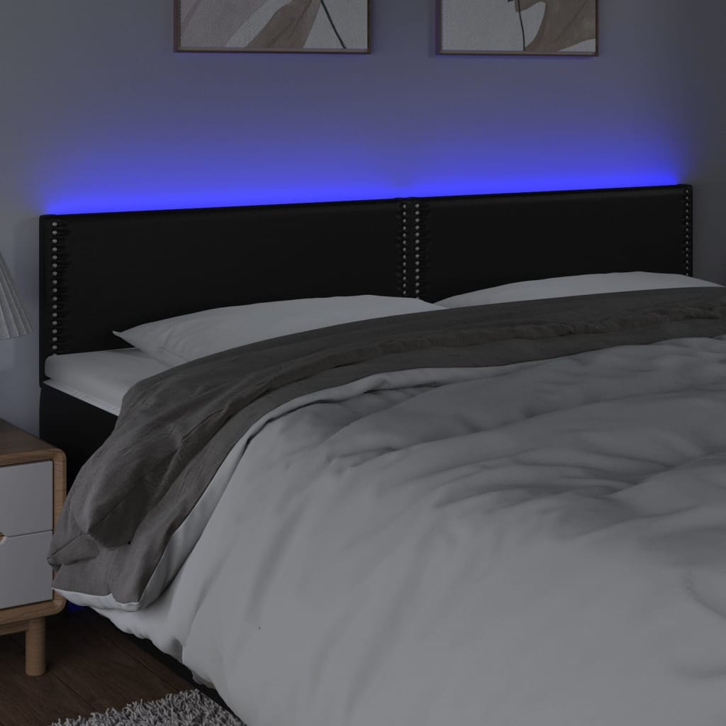 LED Kopfteil Schwarz 200x5x78/88 cm Kunstleder