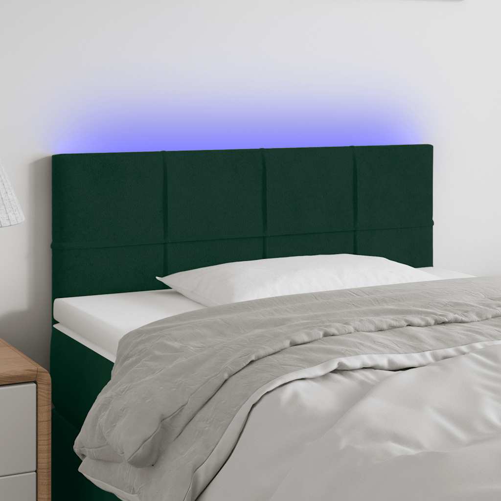 LED Kopfteil Dunkelgrün 80x5x78/88 cm Samt