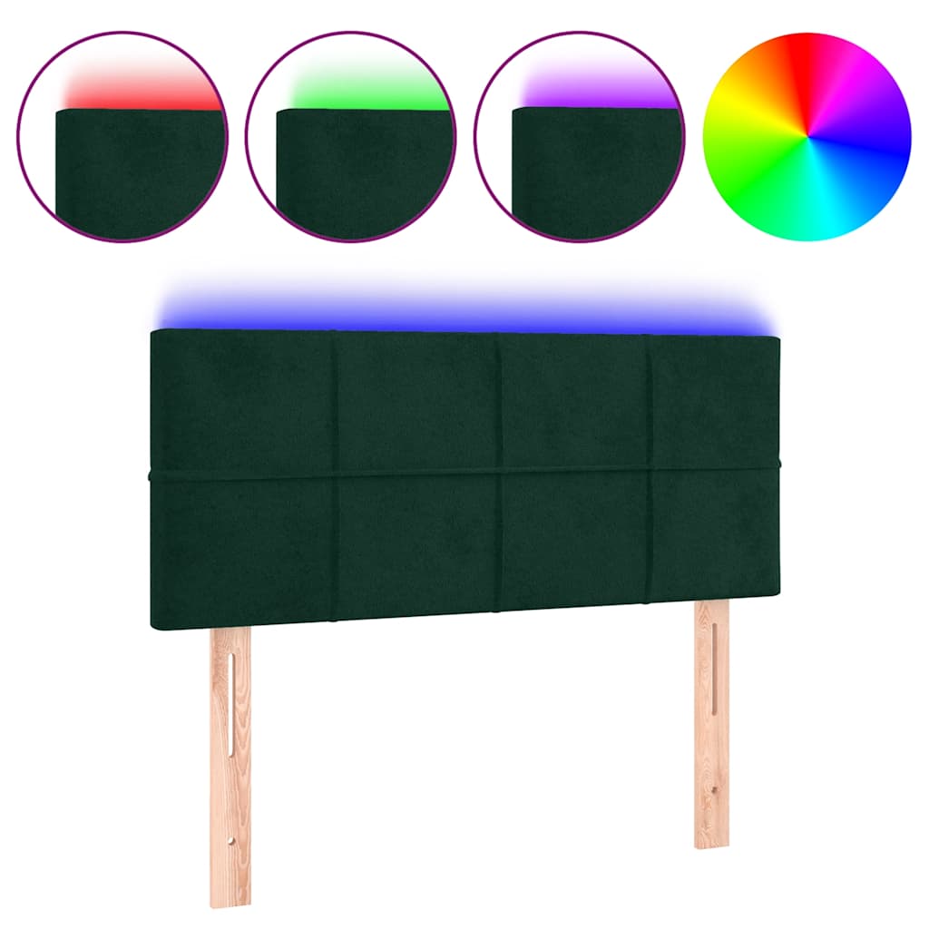 LED Kopfteil Dunkelgrün 90x5x78/88 cm Samt