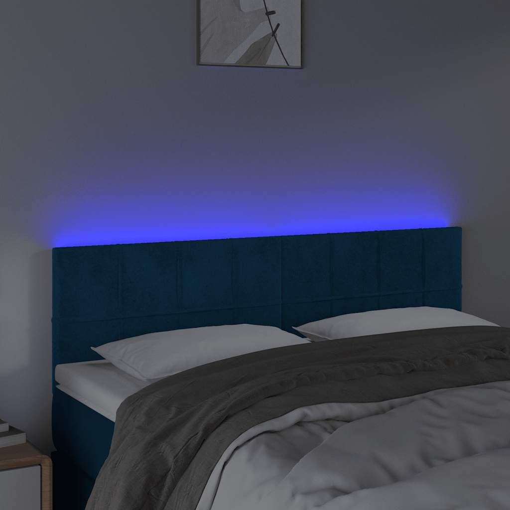 LED Kopfteil Dunkelblau 144x5x78/88 cm Samt