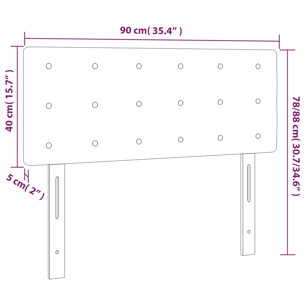 LED Kopfteil Schwarz 90x5x78/88 cm Kunstleder