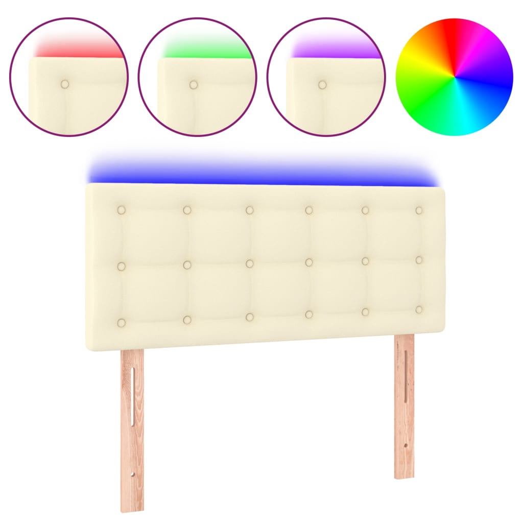 LED Kopfteil Creme 90x5x78/88 cm Kunstleder