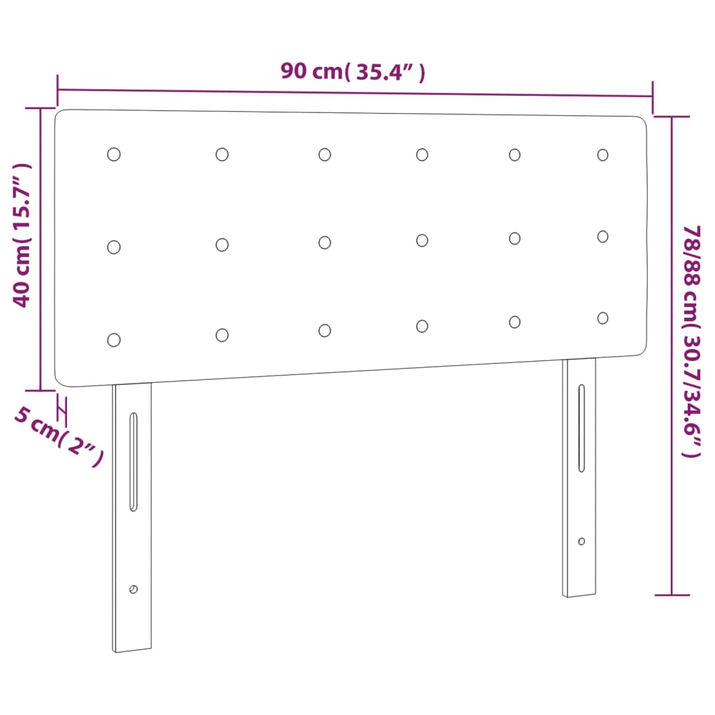 LED Kopfteil Creme 90x5x78/88 cm Kunstleder