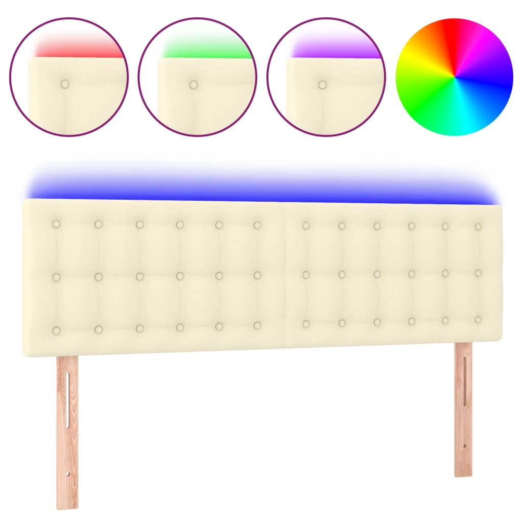 LED Kopfteil Creme 144x5x78/88 cm Kunstleder