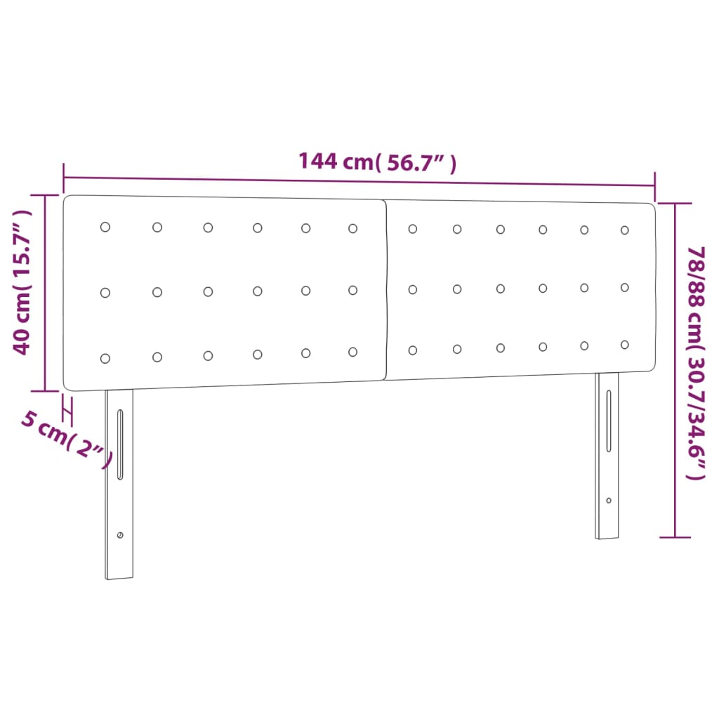 LED Kopfteil Creme 144x5x78/88 cm Kunstleder