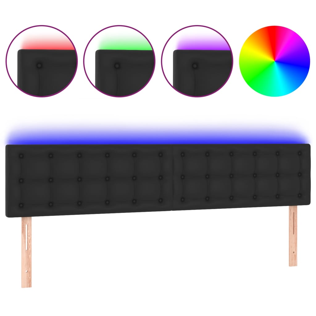 LED Kopfteil Schwarz 180x5x78/88 cm Kunstleder