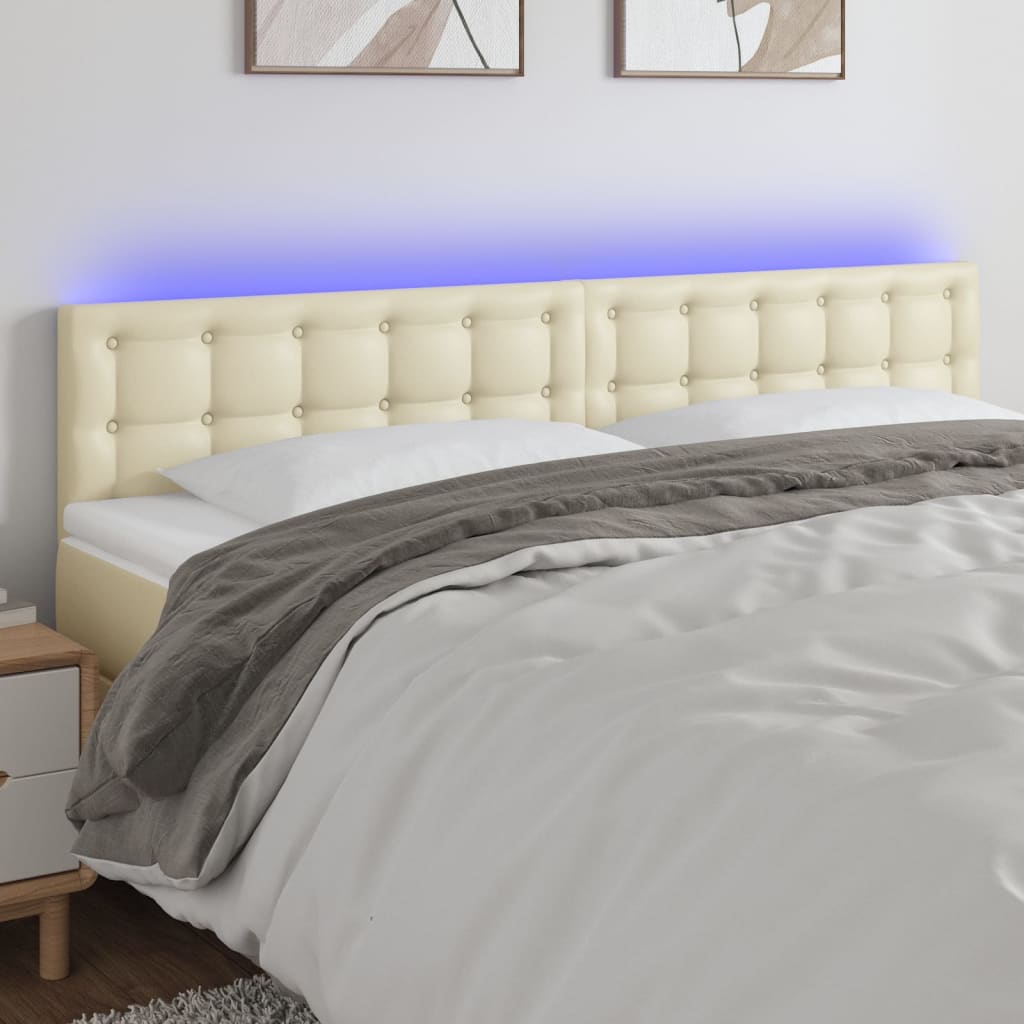 LED Kopfteil Creme 180x5x78/88 cm Kunstleder