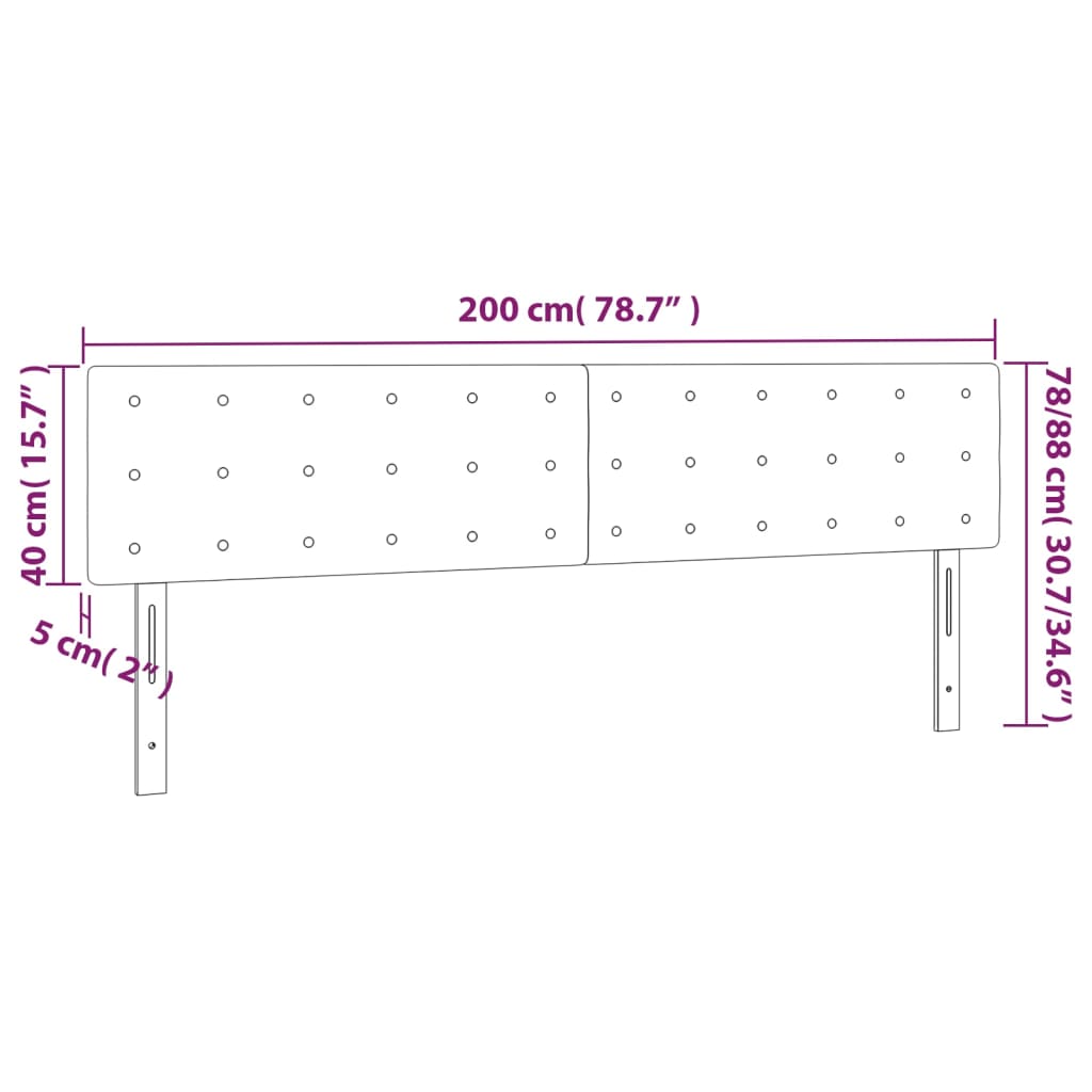 LED Kopfteil Schwarz 200x5x78/88 cm Kunstleder