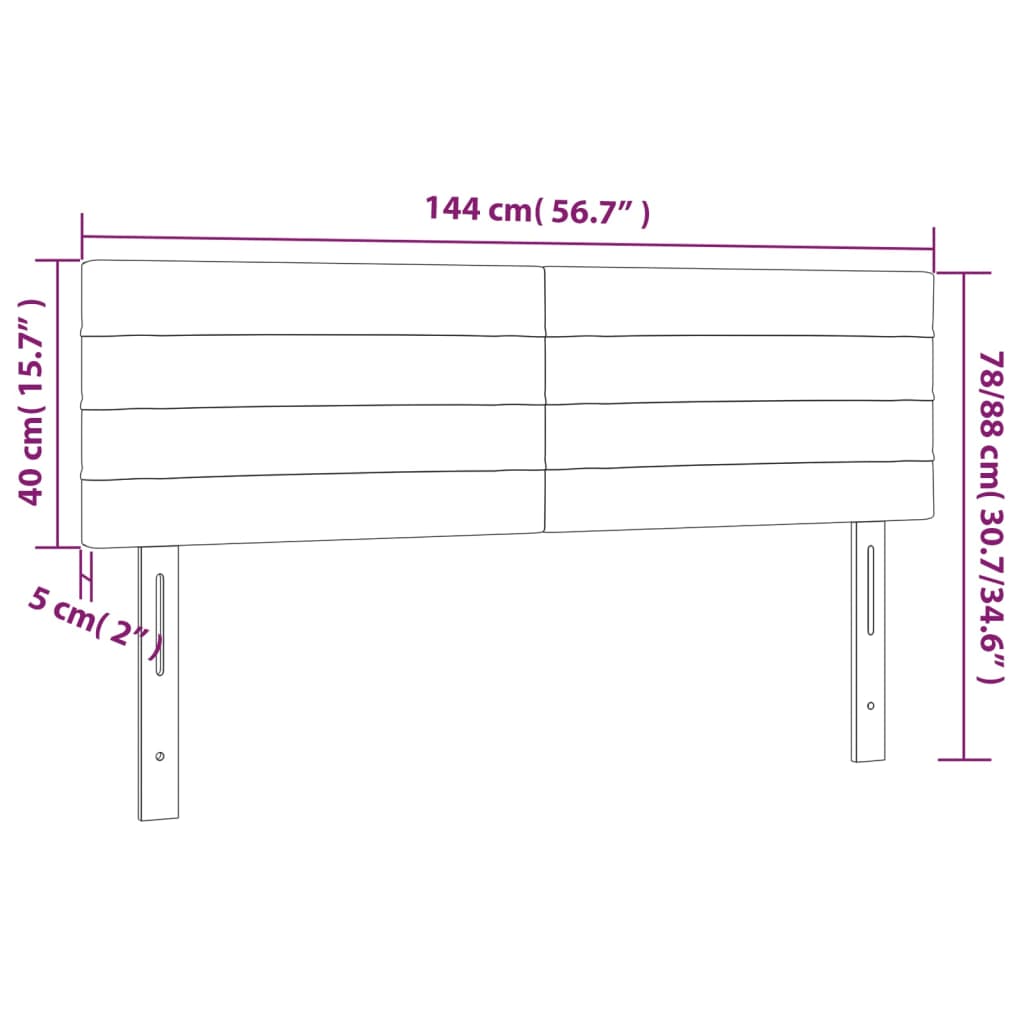 LED Kopfteil Dunkelbraun 144x5x78/88 cm Stoff