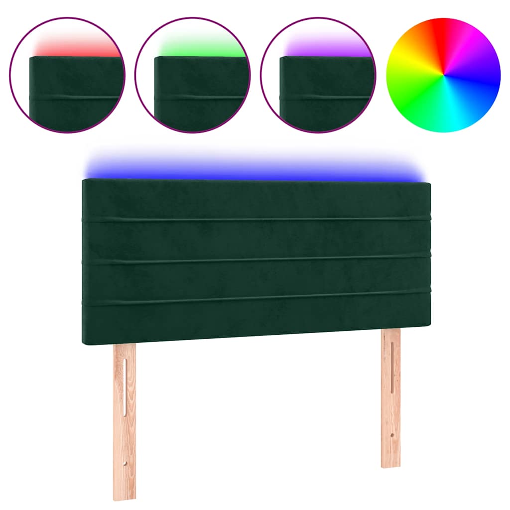 LED Kopfteil Dunkelgrün 100x5x78/88 cm Samt