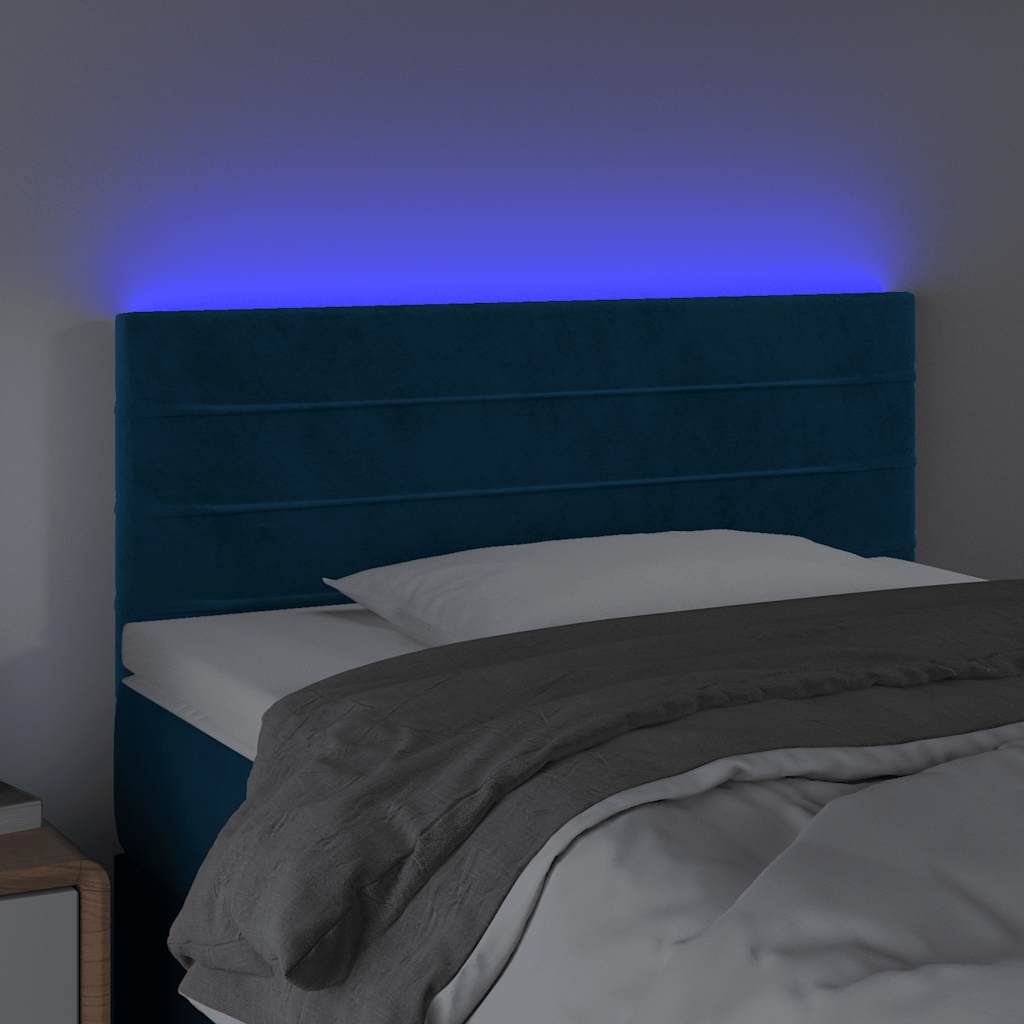 LED Kopfteil Dunkelblau 100x5x78/88 cm Samt