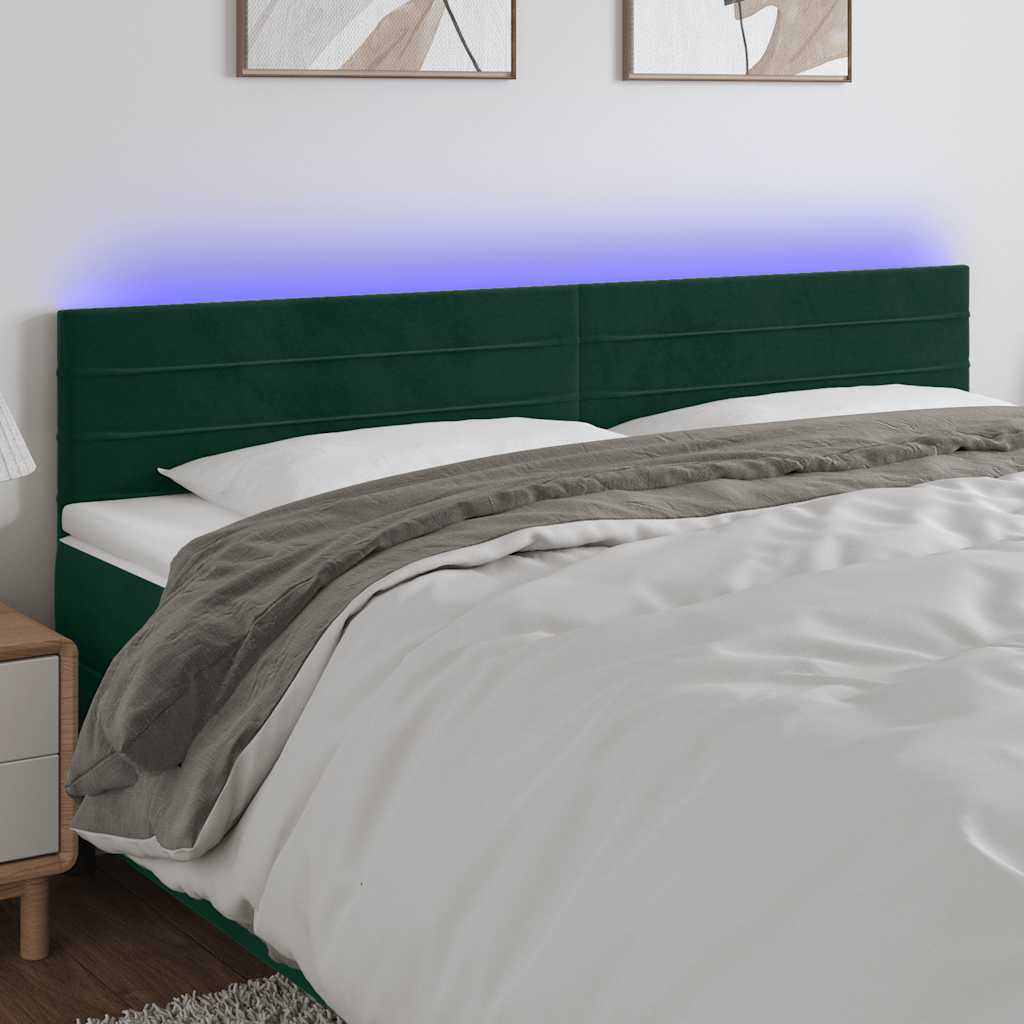 LED Kopfteil Dunkelgrün 160x5x78/88 cm Samt