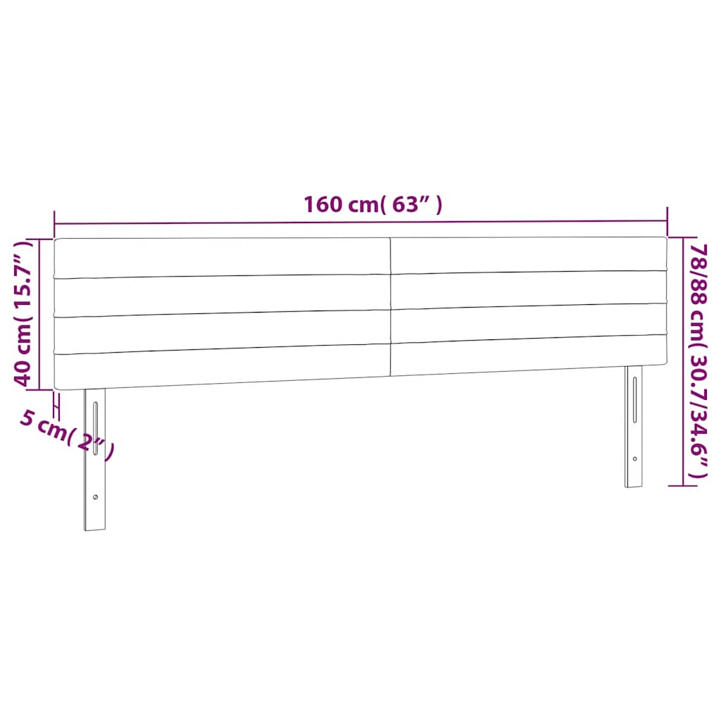 LED Kopfteil Dunkelblau 160x5x78/88 cm Samt