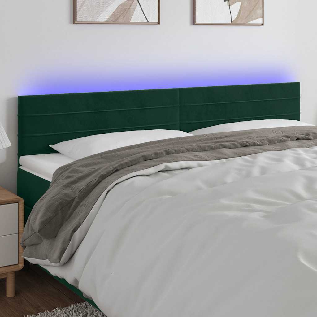 LED Kopfteil Dunkelgrün 180x5x78/88 cm Samt