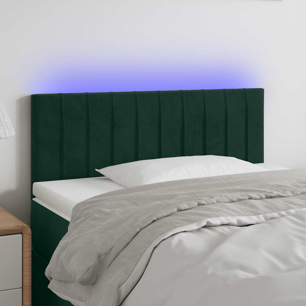 LED Kopfteil Dunkelgrün 80x5x78/88 cm Samt