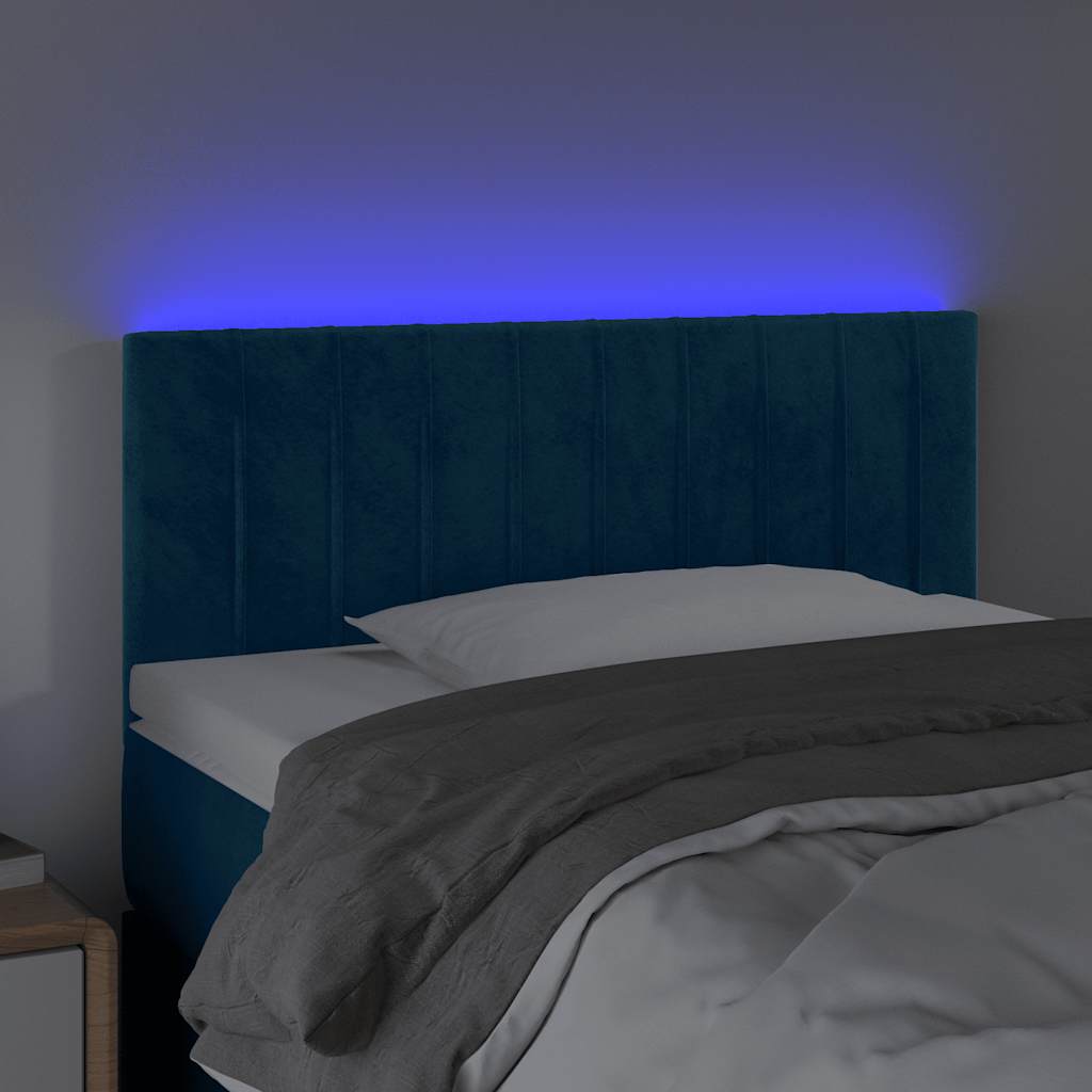 LED Kopfteil Dunkelblau 100x5x78/88 cm Samt